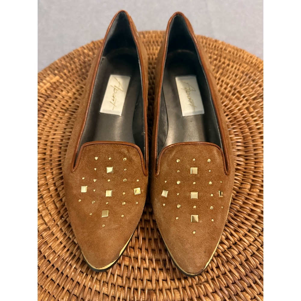 Apart Womens Brown Suede Studded Pointed Toe Loafers Flats Size 9 B‎